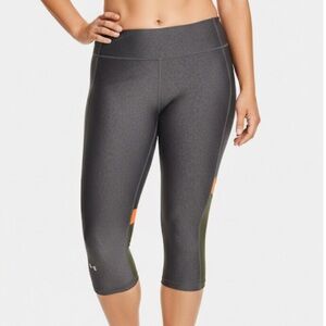 UNDER ARMOUR Heat Gear Compression Grey Leggings Orange Stripe 17” XL